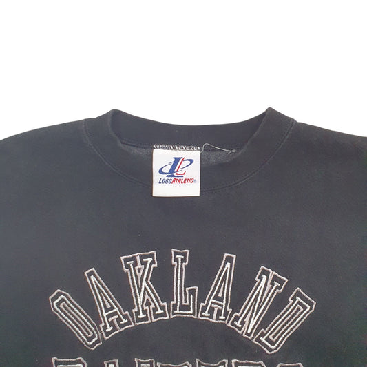 Mens Black Logo Athletic Oakland Raiders NFL Football 90's Vintage Made In USA Crewneck Jumper