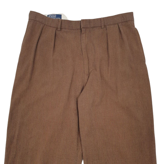 Mens Brown Polo Ralph Lauren Double Pleated Chino Trousers