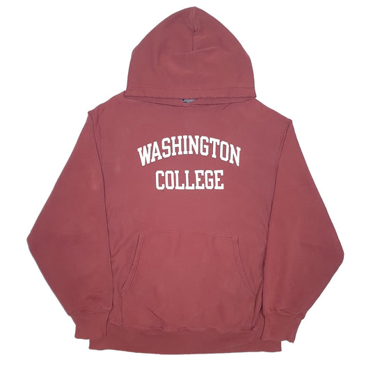 Mens Burgundy Champion Reverse Weave Washington College USA Hoodie Jumper