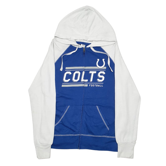 Womens Blue NFL Hoodie Indianapolis Colts Football Spellout Full Zip Jumper
