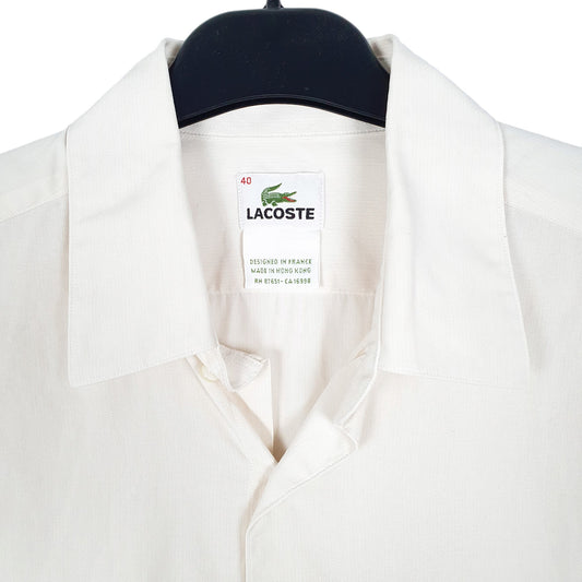 Mens Cream Lacoste Long Sleeve Shirt