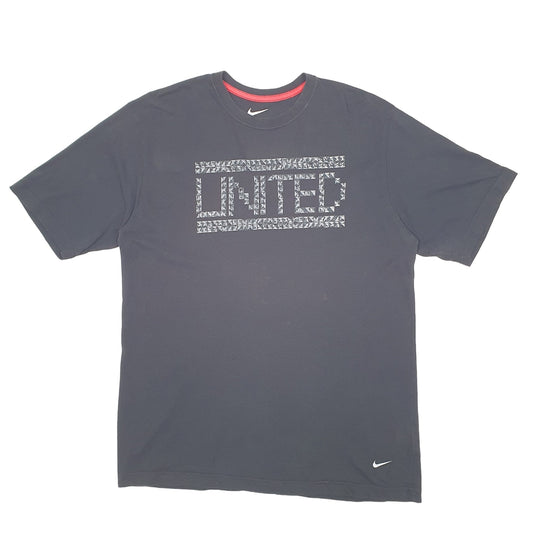 Mens Black Nike Manchester United Football Red Devils Short Sleeve T Shirt