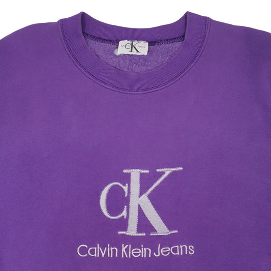 Mens Purple Calvin Klein Made In USA Vintage 1990s Crewneck Jumper