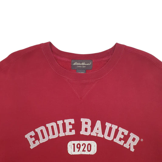 Mens Red Eddie Bauer Spellout Crewneck Jumper