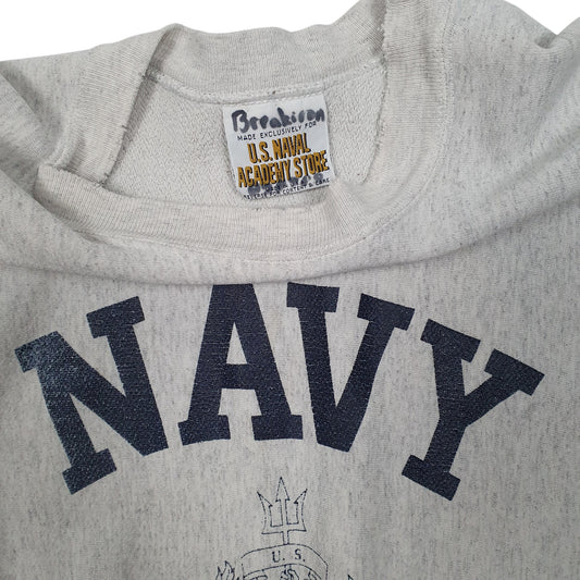 Mens Grey US Naval Academy Store Vintage 90s Crewneck Jumper