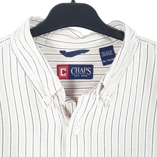 Mens Cream Chaps Oxford Long Sleeve Shirt