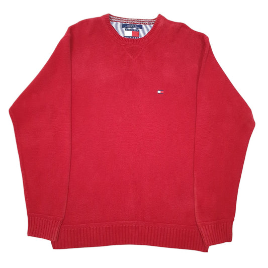 Mens Red Tommy Hilfiger Vintage Knit Crewneck Jumper