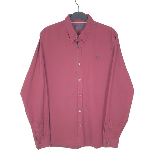 Mens Burgundy Fred Perry Long Sleeve Shirt