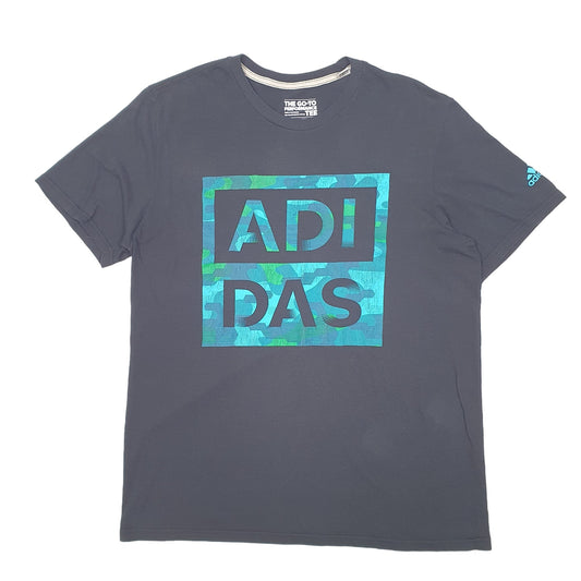 Mens Black Adidas Go To Performance Tee Spellout Climalite Short Sleeve T Shirt