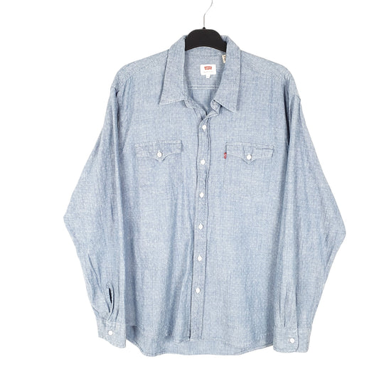 Mens Blue Levis Chambray Work Long Sleeve Shirt