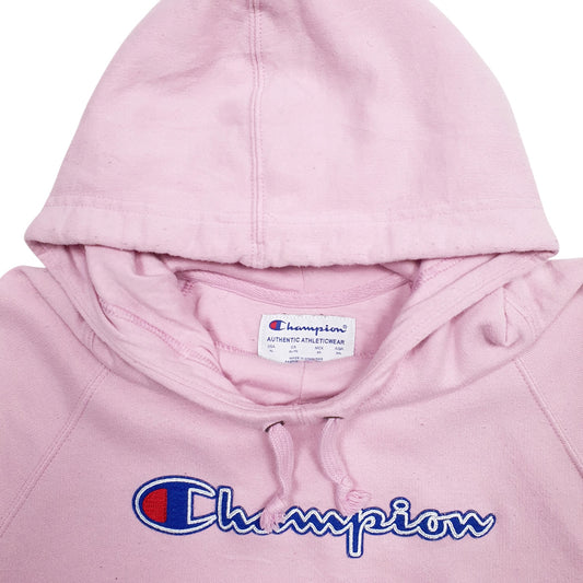 Mens Pink Champion Spellout Hoodie Jumper