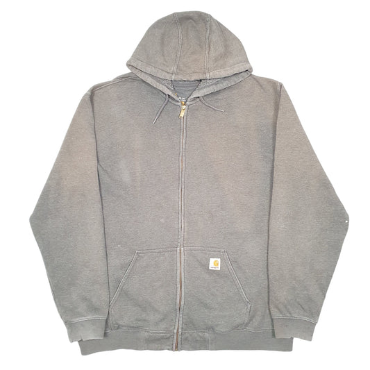 Mens Grey Carhartt Hoodie Workwear Tall Full Zip Jumper