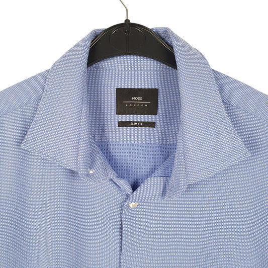 Mens Blue Moss London Long Sleeve Shirt