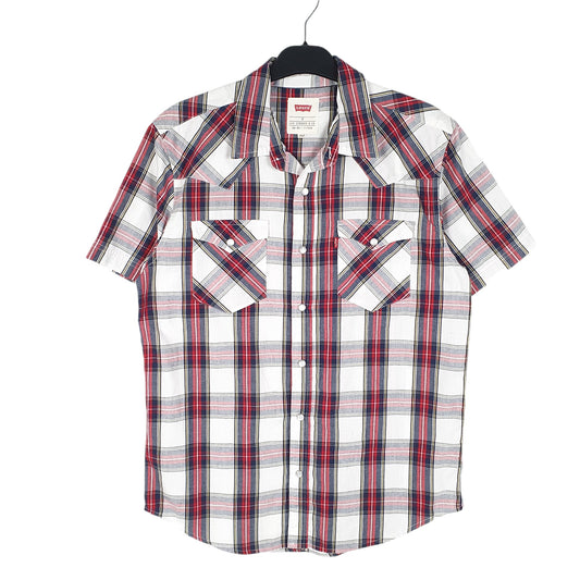 Mens White Levis Western Cowboy Pearl Snap Short Sleeve Shirt