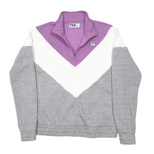 Womens Grey Fila Quarter Zip Jumper