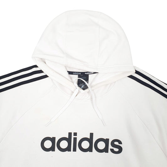 Mens White Adidas Spellout Hoodie Jumper