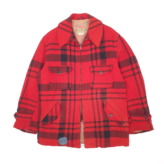 Mens Red Soo Woolen Mills Vintage 1950s Mackinaw Plaid Hunting Coat
