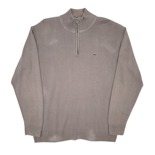 Mens Grey Lacoste Quarter Zip Jumper