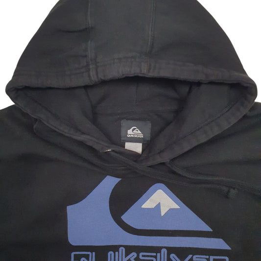 Mens Black Quiksilver Spellout Surfing Hoodie Jumper