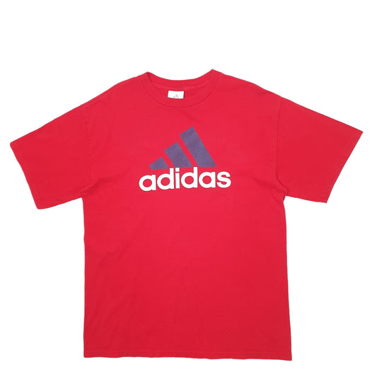 Mens Red Adidas Spellout Short Sleeve T Shirt