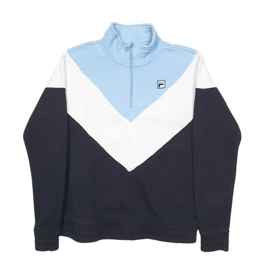Womens Black Fila Quarter Zip Jumper