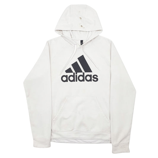 Mens White Adidas Spellout Hoodie Jumper