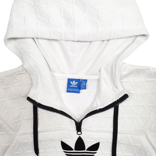 Womens White Adidas Spellout Hoodie Jumper