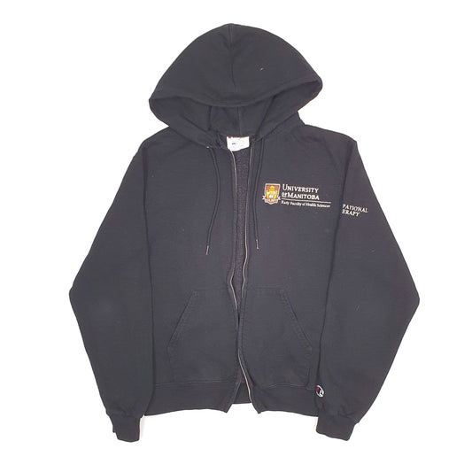 Mens Black Champion Hoodie Manitoba University Canada Full Zip Jumper