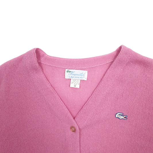 Womens Pink Lacoste Faint bleaching marks to front and arm. Cardigan Jumper