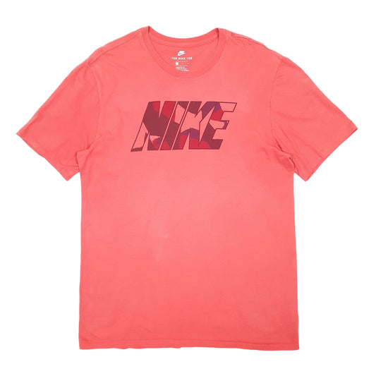 Mens Red Nike Spellout Short Sleeve T Shirt