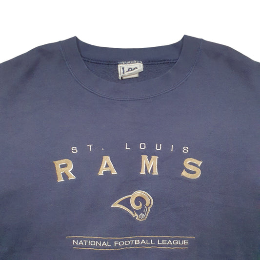 Mens Navy Lee St Louis Rams Football Vintage 90's Spellout Crewneck Jumper