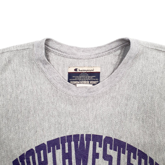 Mens Grey Champion Reverse Weave Northwestern Spellout Crewneck Jumper