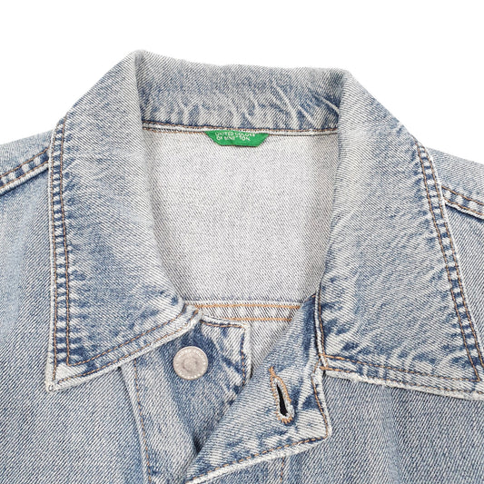 Mens Blue United Colors Of Benetton Vintage Trucker Type 3 Jean Coat