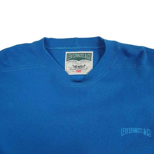 Mens Blue Levi Made in USA Vintage 80s/90s Crewneck Jumper
