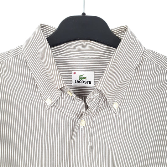 Mens White Lacoste Long Sleeve Shirt