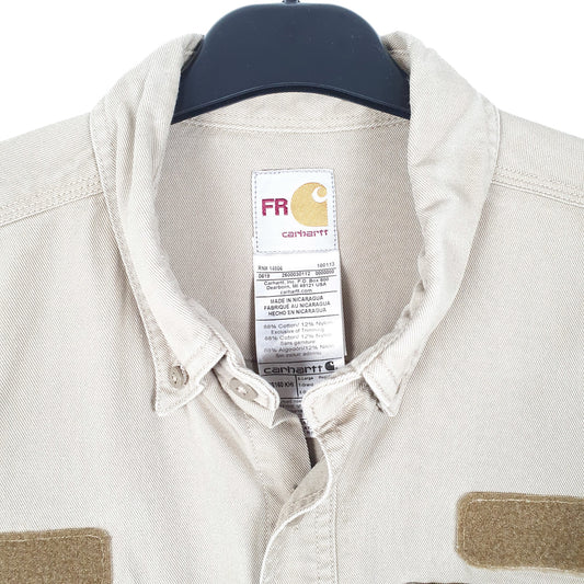 Mens Beige Carhartt Flame Resistant Workwear GDP Long Sleeve Shirt