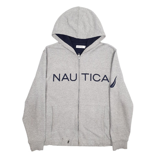 Mens Grey Nautica Spellout Full Zip Jumper