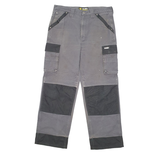 Mens Grey Holmes Utility Workwear Trade Cargo Trousers