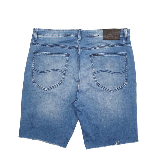 Mens Blue Lee Distressed Denim Shorts
