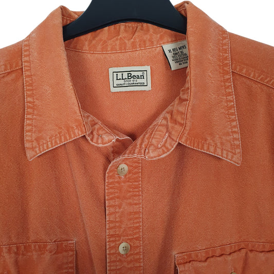 Mens Orange L.L.Bean Overshirt Long Sleeve Shirt
