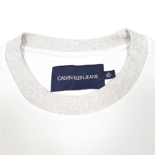 Mens White Calvin Klein Jeans Crewneck Jumper