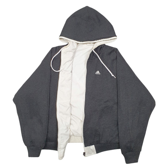 Womens White Adidas Hooded Reversable Vintage 90s Coat