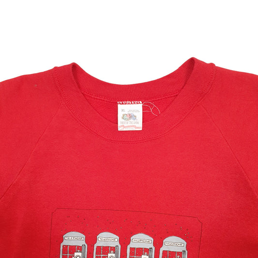 Mens Red Fruit Of The Loom Made In USA Vintage 90's carousel creations Crewneck Jumper
