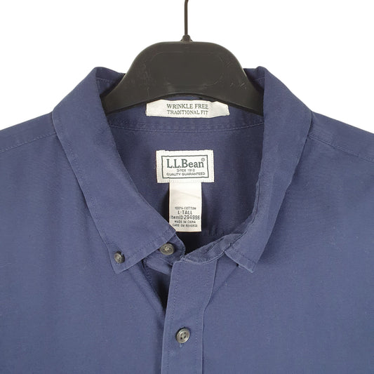 Mens Navy L.L.Bean Tall Traditional Long Sleeve Shirt