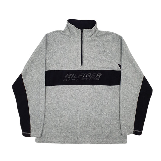 Mens Grey Tommy Hilfiger Vintage 90s Spellout Quarter Zip Jumper