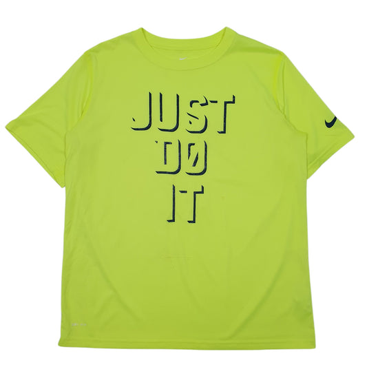 Mens Green Nike Just Do It Spellout Active Gym Workout Short Sleeve T Shirt