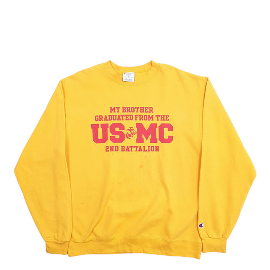 Mens Yellow Champion Second Battalion Army Spellout Crewneck Jumper