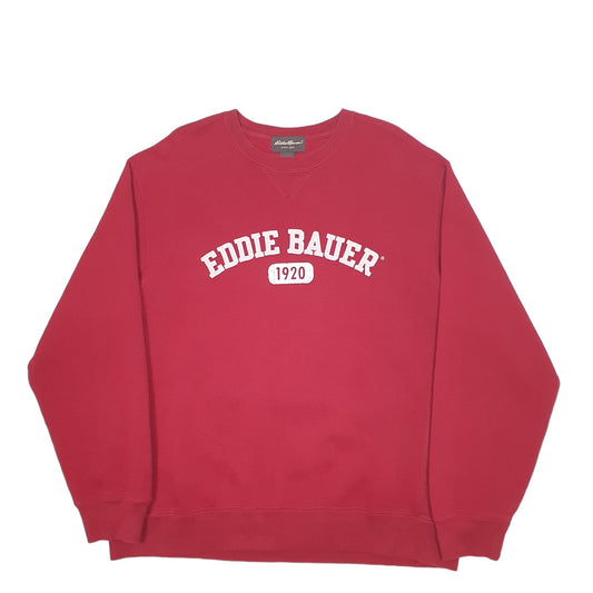 Mens Red Eddie Bauer Spellout Crewneck Jumper