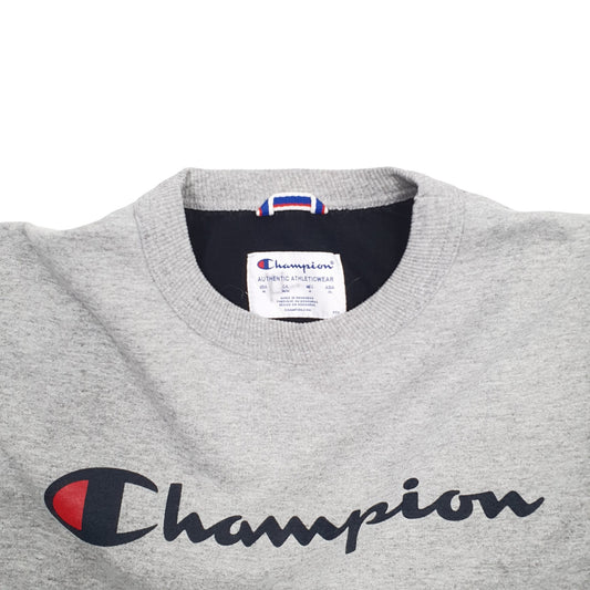 Mens Grey Champion Spellout Crewneck Jumper