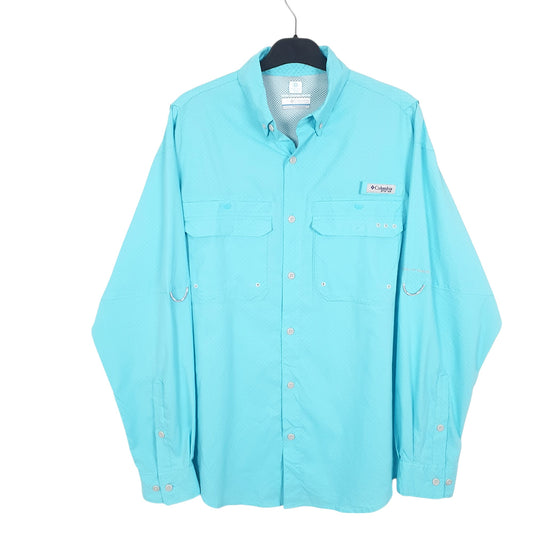 Mens Turquoise Columbia Sportswear PFG Performance Fishing Gear Omni Freeze Long Sleeve Shirt